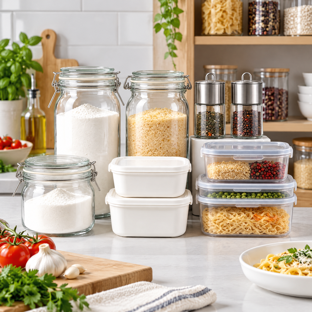 Zulqavi Food Storage Set, Glass Canisters & Airtight Plastic Containers