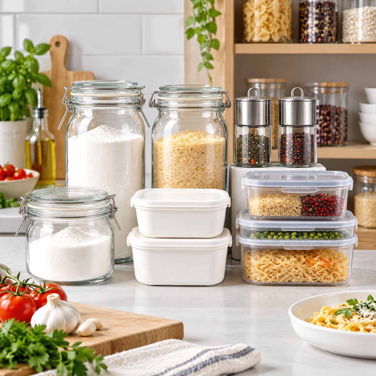 Zulqavi Food Storage Set, Glass Canisters & Airtight Plastic Containers