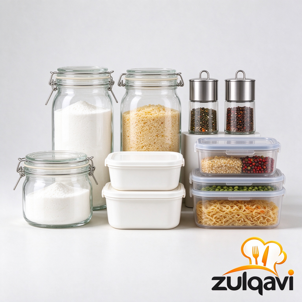 Zulqavi Food Storage Set, Glass Canisters & Airtight Plastic Containers